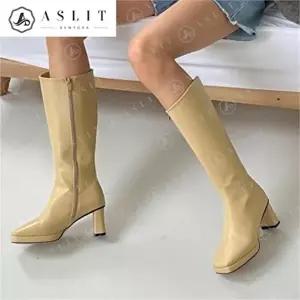 [셀러허브 패션][애슬릿] 가보시 스퀘어토 언발란스 지퍼 롱 부츠 힐 (7754430A)