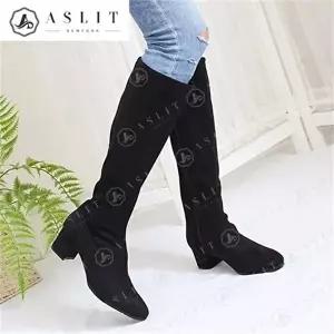 [셀러허브 패션][애슬릿] 빅사이즈 스웨이드 지퍼 슬림핏 롱 부츠 5cm (7773945A)