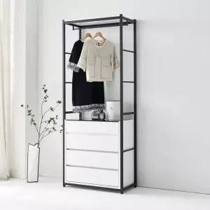 ( )가구산책 화이트 4단서랍 철제선반 행거시스템 B4087