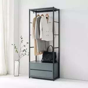 ( )가구산책 그레이 2단서랍 철제선반 행거시스템 B4078