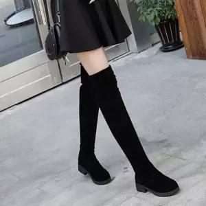 [라일리] Rly 여성 롱부츠 스웨이드 부츠 통굽 싸이하이 안감