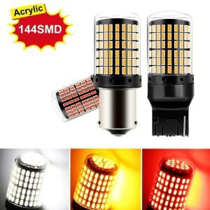 1PC 12V-24V 신호등 1156 BA15S P21W BAY15D T20 7443 144LED 전구 자동차 브레이크 램프 턴 라이트
