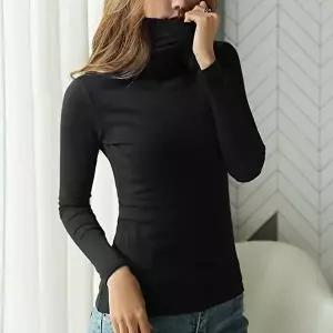 [셀러허브 패션][슈썸] 기모 슬림 무지 여성 목폴라티 LKT5805 (8171282A)