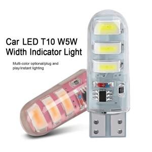 2x/10x LED T10 W5W 깜박이는 스트로브 조명 자동차 사이드 클리어런스 램프 주차 스코프 실리카 젤 표시기
