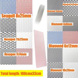 100x33cm 알루미늄 레이싱 카 범퍼 그릴 메쉬 네트 벤트 블랙 실버 레드 블루 튜닝 유니버설 프로텍터 홈