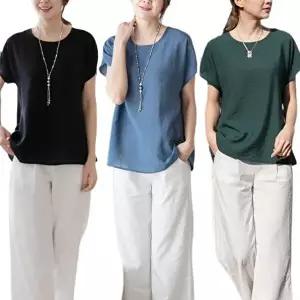 [셀러허브 패션]여성 여름 냉장고 인견 반팔 블라우스 빅사이즈 티 (8769754A)