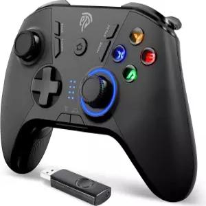 PC Steam Deck PS3 Android TV용 EasySMX 2.4G 무선 컨트롤러 검정색. 플러그 앤 플레이 프로그래밍 가능한
