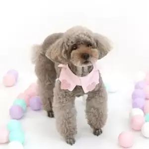 반려동물 패리스독 강이지 고양이 베이비 하트 스카프 핑크