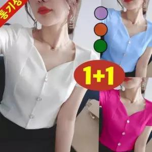 (신상 추천) 85kg까지 1+1 빅사이즈 여성 프렌치 우아한 고급 시폰 블라우스 여름 편한 화사한 장식 시크한