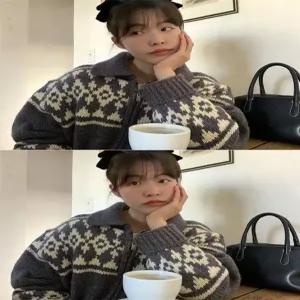 오버핏 브이넥 루즈핏 니트 집업 허리길이 라운드 남녀공용 기본 가을 가디건 두꺼운 스웨터