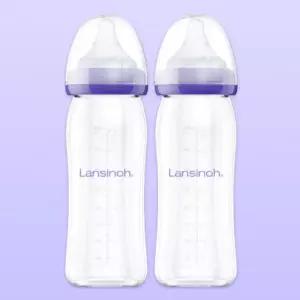 란시노 아기 유리 젖병 배앓이예방 젖꼭지 240ml X2 BNS