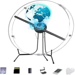 HFZ3D 홀로그램 팬 (투명 보호 커버 포함) WiFi 및 앱 제어 고휘도 LED 영상 소스 1500개 제공 전시회