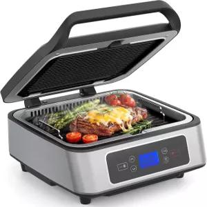 오토 트가 있는 Sunvivi 1300W 무연 그릴 실내 논스틱 탈착식 플레이트가 전기 파니니 프레스 그리들