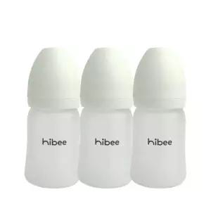 [보리보리/하이비]하이비 실리콘 코팅 유리 젖병 노꼭지 160ml, 3개, 화이트