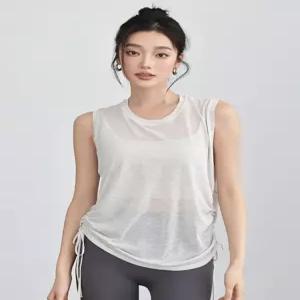 여름 러닝 민소매 탱크탑 다크퍼플 요가커버업 스토리요가
