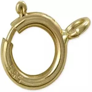 JewelrySupply 14K 순금 옐로우 스프링 링 클라스프 - 6.0mm 프리미엄 주얼리 오픈 점프 포함 전문가용