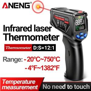 ANENG TH06 적외선 레이저 온도계 -20 ℃ ~750 VA 역방향 산업용 12:1 광학 해상도 방사율 조정 가능
