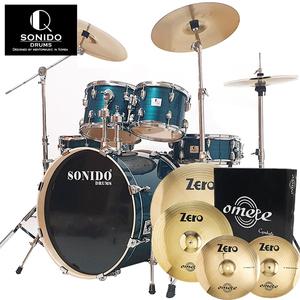 풀세트구성 SONIDO 하이스타 5기통 드럼세트 블루+오메테 ZERO 심벌팩
