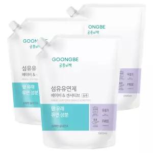 궁중비책 고농축 베이비 앤 센서티브 섬유유연제 리필, 1.5L, 3개