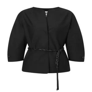 닥스 여성 25SS [반값세일]블랙 히든버튼 벨티드 7부 자켓 DLJA5B301BK