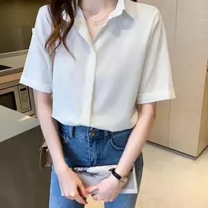여성 반팔 셔츠 데일리 캐주얼 블라우스 여성 쉬폰 셔츠 간절기