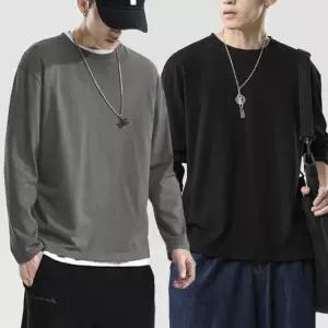 남성 라운드넥 긴팔 티셔츠 기본티 목 늘어짐 방지 면 100% 무지티 면티 흰티