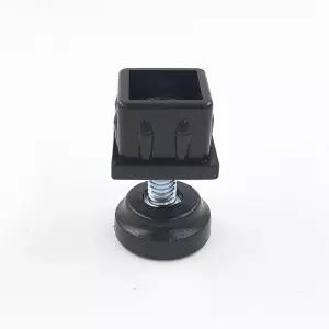 사각파이프용 PVC 책상 의자 가구 다리 높이조절 사각 캡 조절발 30x30mm