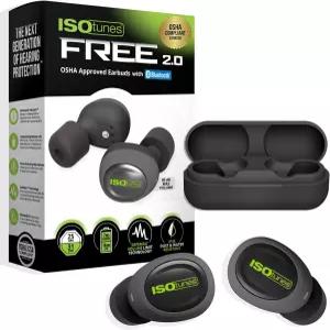 ISOtunes 프리 2.0 블루투스 청력 보호 이어버드 - 25dB NRR OSHA 승인 업무용 무선 이어플러그 헤드폰