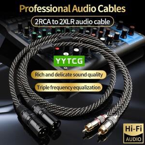 YYTCG HIFI 2RCA to 2XLR 오디오 케이블 6N OFC 3핀 암컷 수컷 스피커 앰프 믹서 패치