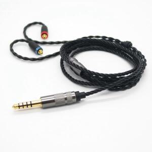 Shure SE215 SE846 4.4mm 밸런스드 잭용 MMCX 헤드폰 케이블 교체 블랙