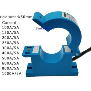 50mm-dia 전류 클램프 변압기, CT 100A/150A/200A/250A/300A/400A/500A/600A/800A/1000A /5A 스플릿 코어