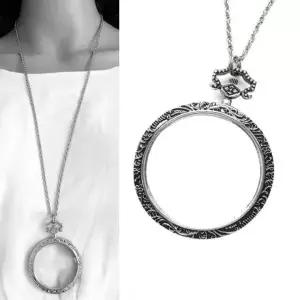 선물박스 롱목걸이 돋보기목걸이 모던스타일 긴 긴목걸이 큰 레트로 47mm