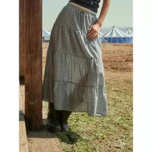 [후아유][AK수원점] [후아유] 여성 Check Long Tiered Skirt WHWHG2441F