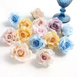 5/10Pcs 6cm 실크 장미 인공 꽃 머리 Scrapbooking 홈 웨딩 벽 장식 크리스마스 DIY 화환 사탕 상자 케이크