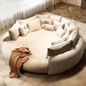 디자이너 현대 침대 200×180cm 럭셔리 이탈리아 킹 사이즈 침실 더블 로프트 라운드 성인 Cama