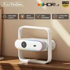 투잉어 Z7 프로젝터 1080P HD 4K 스마트 TV 1200 ANSI 루멘 홈시어터 비디오 360도 회전 스탠드 미니 빔
