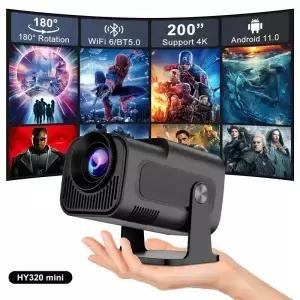 살랑에 HY320 미니 안드로이드 11.0 프로젝터 LED 빔프로젝터 홈시네마 300ANSI 720P WIFI 스마트 TV HD