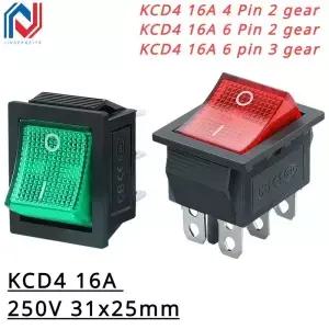 2 개/몫 KCD4 선박 스위치 로커 전원 버튼 4 핀 6 라이트 16A 250V 31x25mm