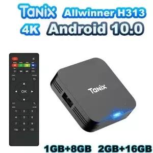 TANIX TX1 안드로이드 10.0 Allwinner H313 쿼드 코어 4K HDR 미니 게임 TV 스틱 2.4G Wifi RAM 1GB ROM