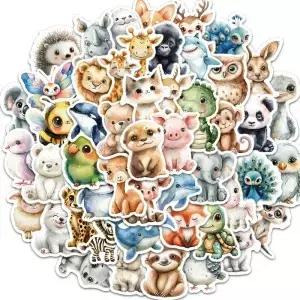 50PCS 아름 다운 귀여운 수채화 동물 낙서 스티커 Scrapbooking 콜라주 재료 기타 스케이트 보드 워터 컵