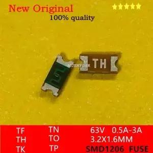 10-500 개/몫 100 새로운 느린 부는 퓨즈 SMD1206 마킹 TF TH TK TN TO TP 63V 0.5A 1A 1.5A 2A 2.5A 3A