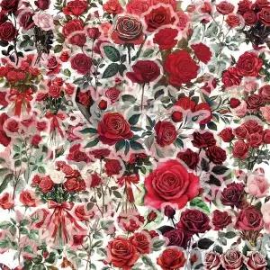 50PCS 아름다운 레트로 레드 로즈 낙서 스티커 Scrapbooking 콜라주 소재 전화 케이스 기타 노트북 보관