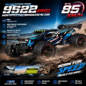 SCY 9522PRO 1:16 브러시리스 RC카 85KM/H 고속 4륜구동 오프로드 드리프트 레이싱카 전문가용 무선 조종