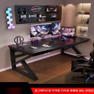 2인용 조립식 게이밍책상 사무용 컴퓨터책상 아이방 일자형 공부방 선반형 각도