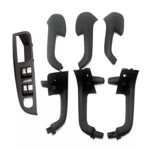 7PCS 블랙 인테리어 핸들 도어 그랩 윈도우 스위치 베젤 커버 골프 5 GTi-MK5 제타 이너 암레스트
