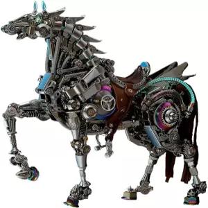 3D 금속 퍼즐 모델 움직일 수 있는 이 스팀펑크 기계 말 키트 동물 직소 생물 조립 수집 가능한 데스크톱