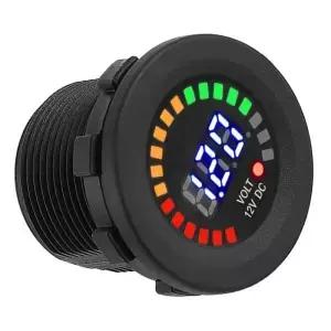 12V 오토바이 자동차 해양 ATV UTV 캠핑카용 LED 디지털 전압계 검정색 ABS 5-15V 측정 미터 배터리 모니터