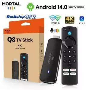 2026년 히트 상품 Q8 4K HD TV 스틱 안드로이드 14.0 RK3518 쿼드코어 듀얼밴드 WiFi 2.4G/5.8G 홈시어터
