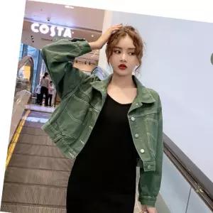 스티치 청자켓 크롭 데님자켓 여자 루즈핏 짧은