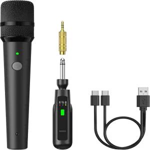 TONOR 24G 무선 마이크 리시버가 장착된 충전식 휴대용 노래방 노래 홈 파티 생일 50피트/15미터 범위